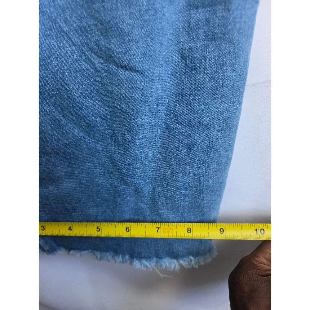 Sidefeel Wide Leg Jeans Womens Blue Medium Wash Relaxed High Rise Raw Hem